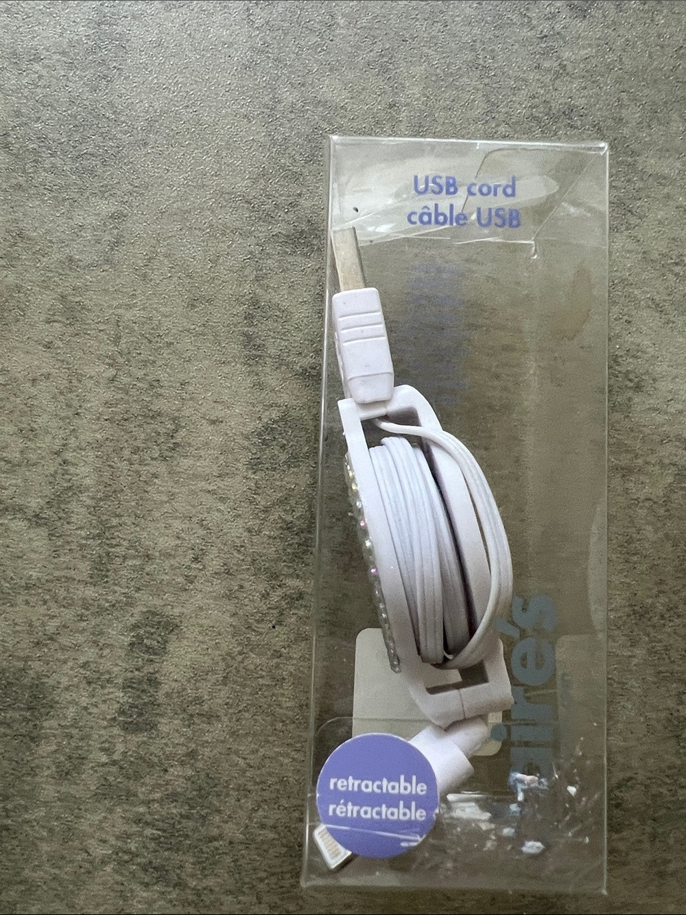 Claire's White Retractable USB Charging Cable
